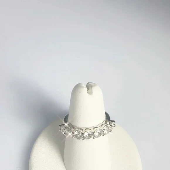 Cubic Zirconia Silver Tone Band Ring Size 10 - Picture 7 of 15